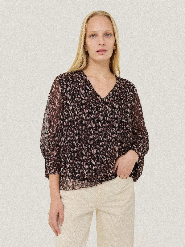 Fashion Forward Women's Elegant Formal Outfit Fashion Forward Abstract Leopard Top | Brown