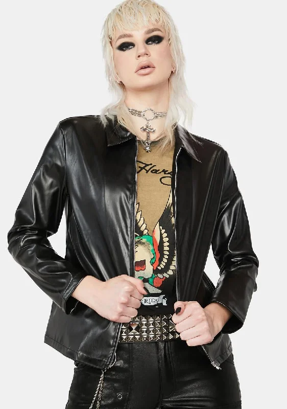 Elegant Clothing For Women Seasonal Trends Rough 'Em Up Vegan Leather Jacket