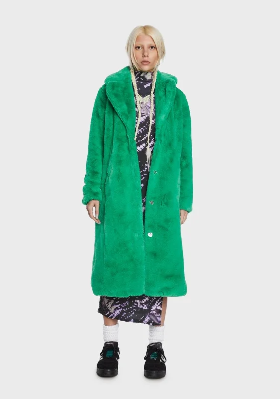 Women's Casual Wear Clothes Clearance Sale, All Cheap Green Kai Faux Fur Coat