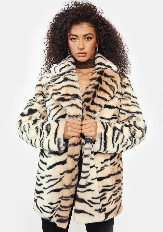 Casual Clothes For Women Gift Ideas Tiger Hendrix Faux Fur Coat