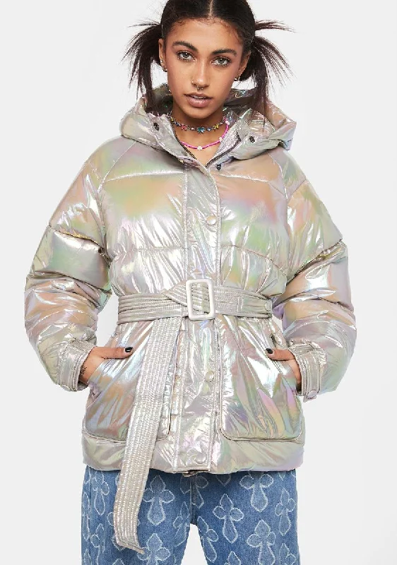 Women's Layered Outfit Modish Fashion Discounts Tanzanite Bonita Puffer Jacket