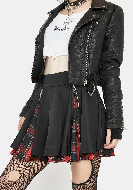 Fashionable Women's Clothes Sleek Style Discounts Punk Plaid Layer Swing Mini Skirt