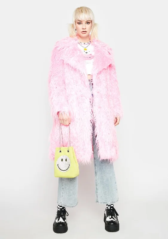 Women's Athletic Garments Fashionista Sale Pink Genki Faux Fur Coat