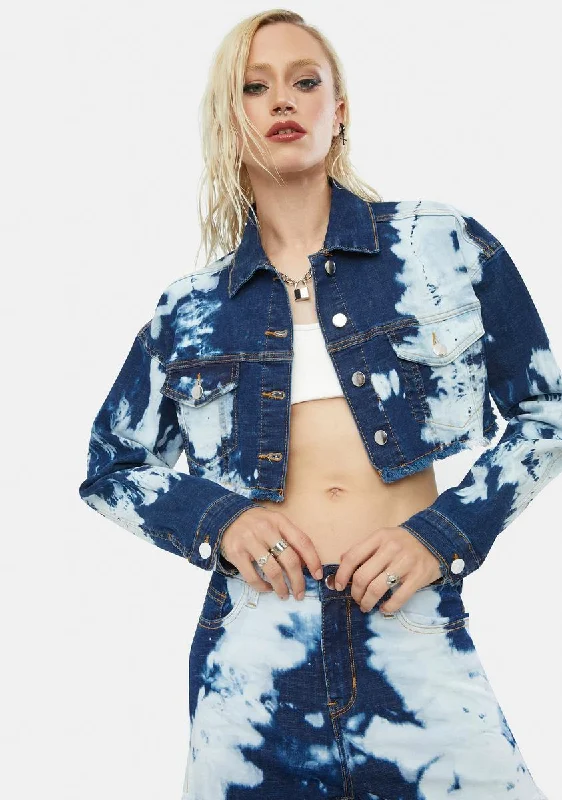 Women's Comfortable Lounge Outfit Elevated Casual Discounts Get Inspired Tie Dye Cropped Jacket