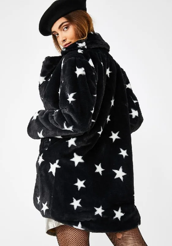 Women's Casual Wear Clothing Effortless Style, Endless Impact Star Print Faux Fur Jacket