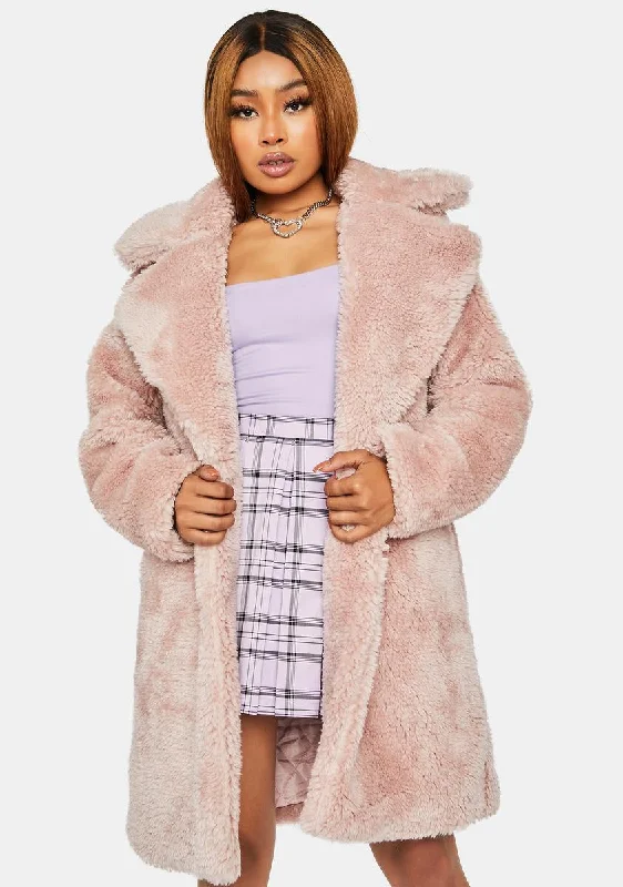 Women's Comfortable Garments Chic & Modern Sales Mauve Total Chillout Faux Fur Coat