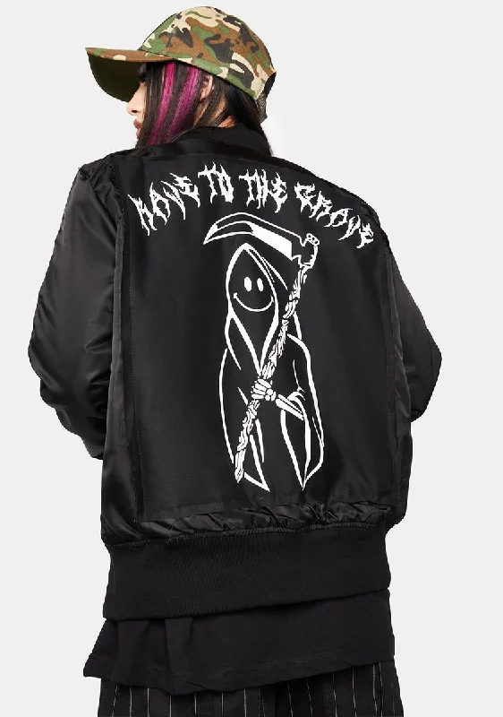 Timeless Women's Clothing Style Upgrade Rave To The Grave Bomber Jacket