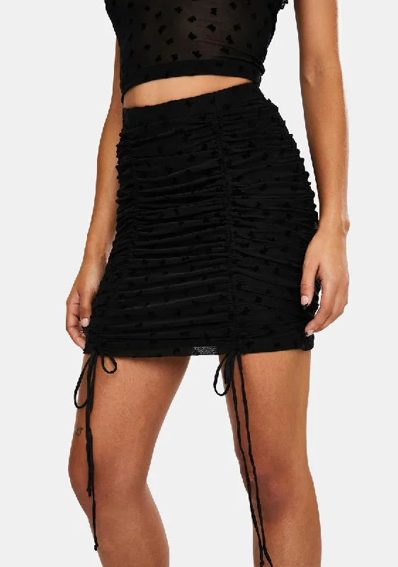 Affordable Women's Attire Elegant Style Black Flock Flutterby Jora Mini Skirt