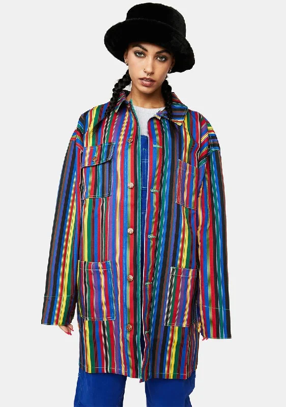 Affordable Women's Clothing Flash Sale, Don'T Miss Striped Hooded Barn Jacket