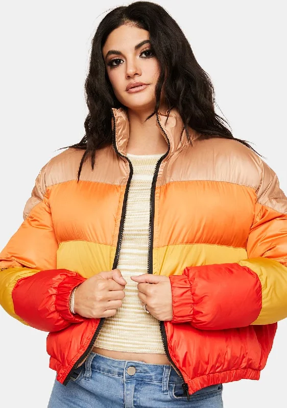 Vintage Clothing For Women Hot Styles Sunset Lovers Puffer Jacket