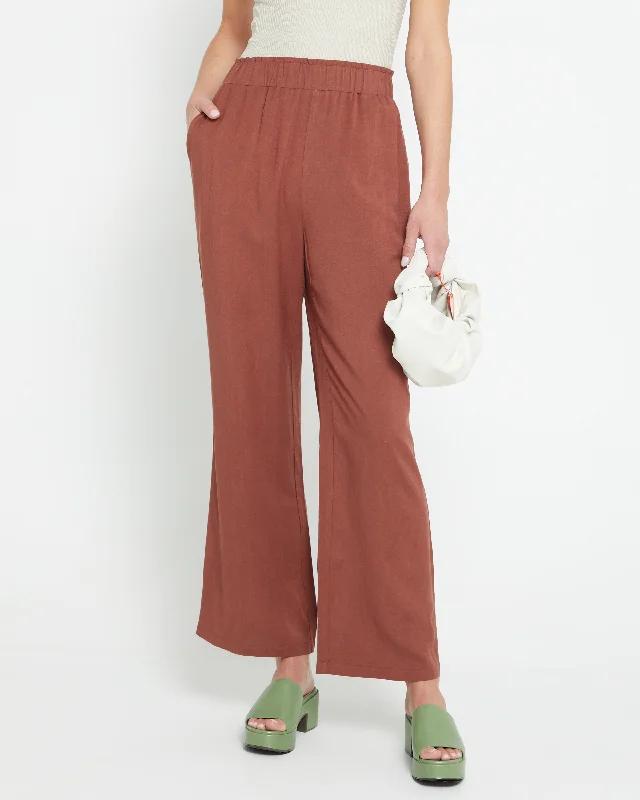 Women's Contemporary Apparel Chic Styles Fae Linen Pant