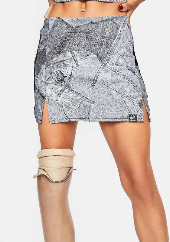 Women's Chic Apparel Luxury Casual Deals Y2K Denim Print Mini Skirt