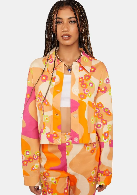 Women's Plus-Size Clothes Buy More, Save More Psychedelic Floral Shacket