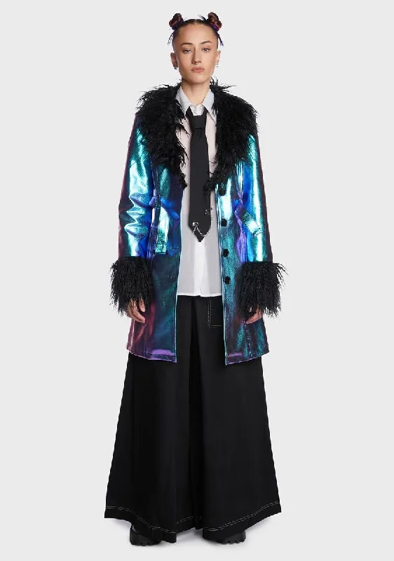 Fashionable Women's Clothing Chic Trend Collection Prism Mind Metallic Coat