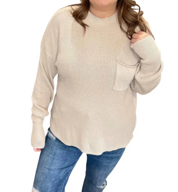 Women's Casual Garments Limited Stock, Big Sale Essential Mock Neck Sweater In Beige