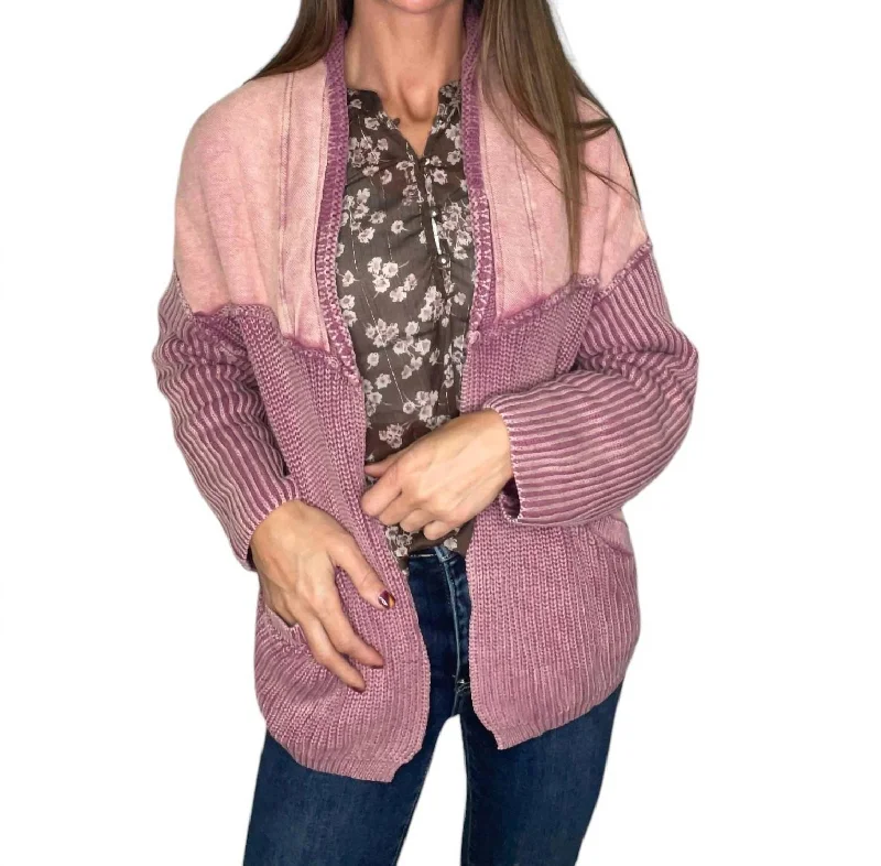 Comfortable Lounge Clothing Casual Chic Deals Brielle Open Front Cardigan In Washed Berry