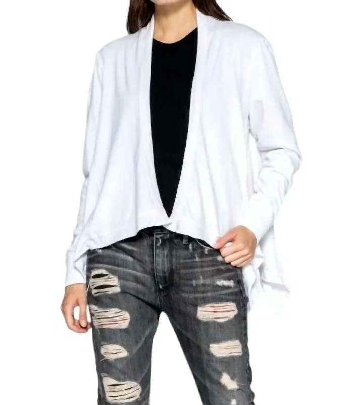 Women's Travel Outfit Set Buy More, Save More Fly Away Angled Cardigan In White