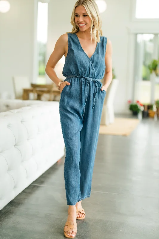 Women's Professional Apparel Shop Sale Items Think It Through Blue Chambray Jumpsuit