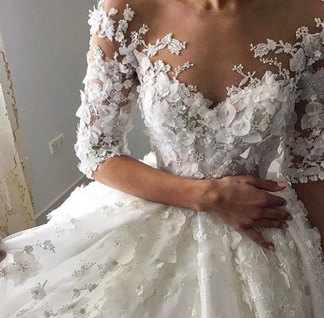 Women's Activewear Apparel Final Sale Siaoryne WD0907 Luxury Handmade Flowers Pearl Beaded Ball Gown Wedding Dress Princess for Bridal Dresses