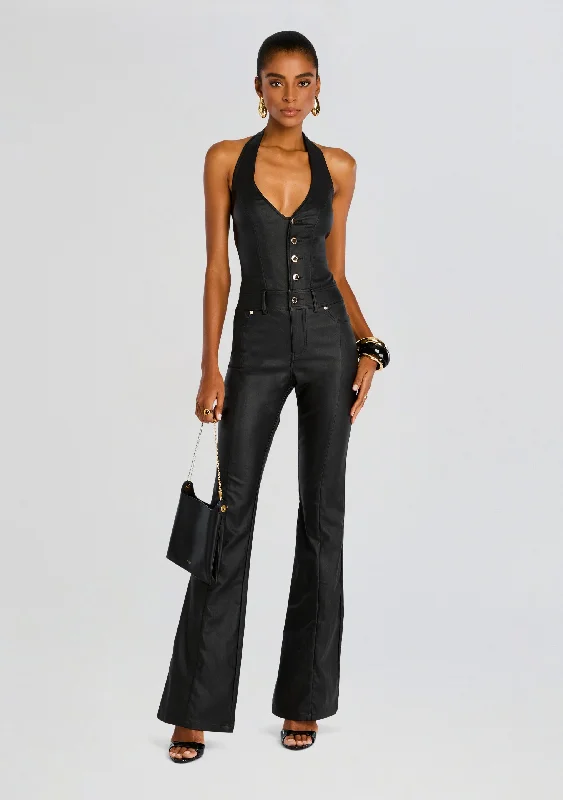 Women's Occasion Wear Clothes Budget Friendly Cynthia Coated Denim Jumpsuit