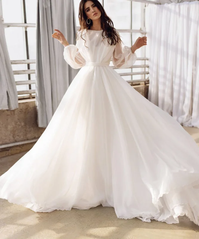 Affordable Women's Clothing Fashion Deal Puff Sleeved Delight Bridal Gown