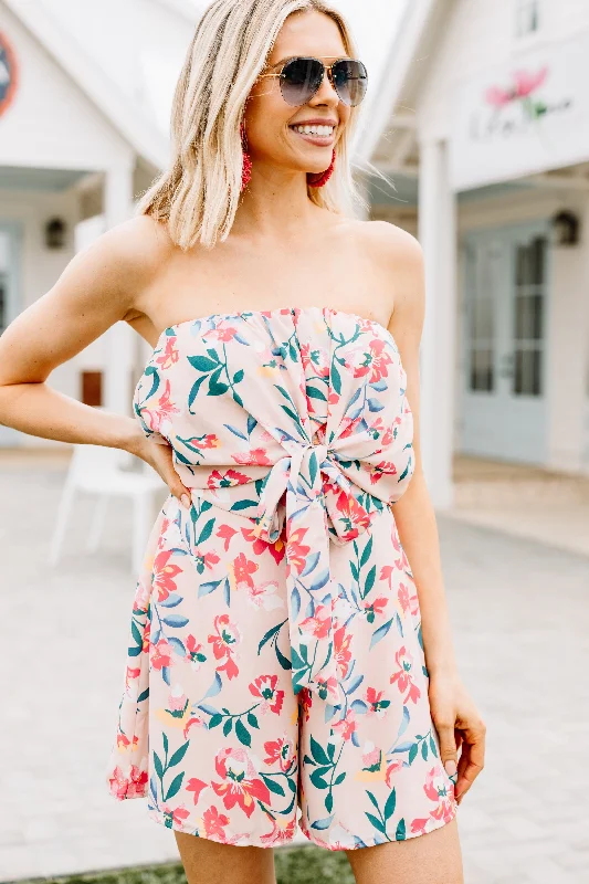 Women's Travel Attire Hot Trends Run Into You Blush Pink Floral Romper