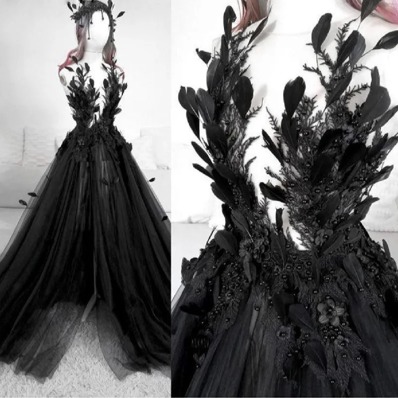 Women's Clothing Apparel Sets Insane Discount Onslaught Noir Feather Finesse Gown