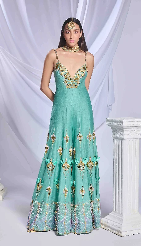 Women's Wedding Apparel Timeless Elegance Sale Fairy Teal Jumpsuit