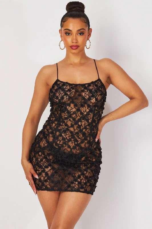 Women's Vacation Attire Limited Stock, Big Discounts Effie Floral Lace Bodycon Spaghetti Strap Dress