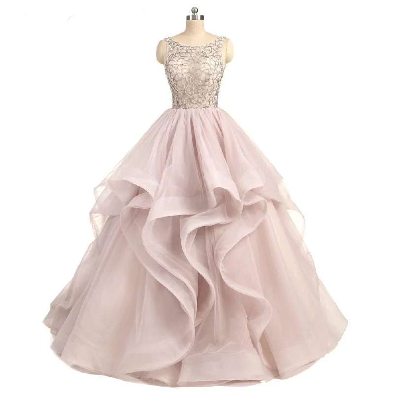 Women's Clothing For Outdoor Activities New Season Fashion Preview Siaoryne Gorgeous Scoop Neck Beaing Tiered Organza Ball Gown Wedding Dress Custom made