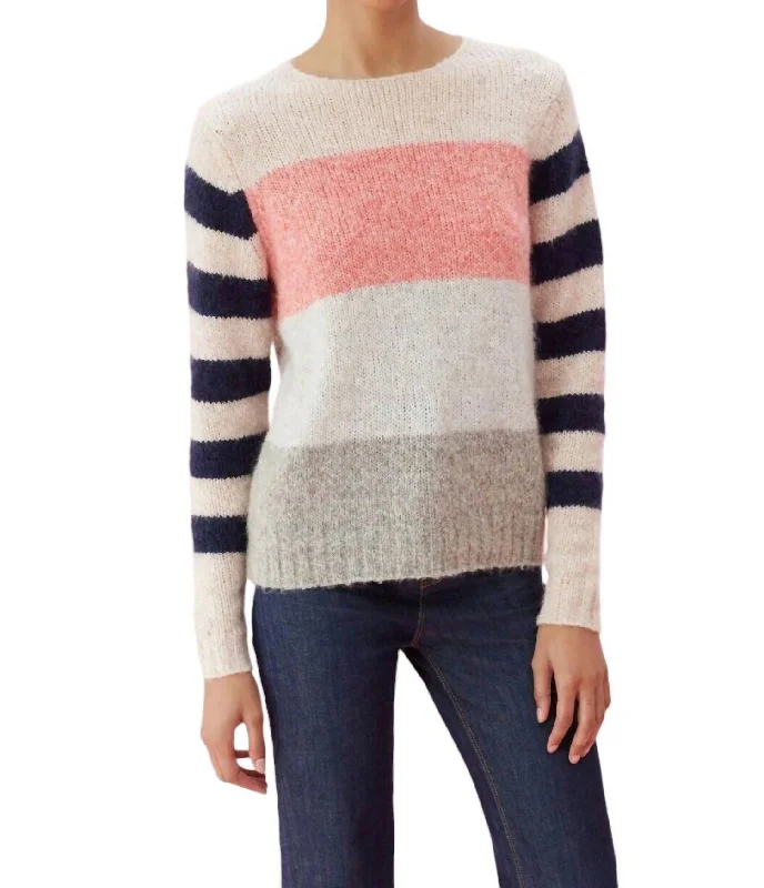 Fashionable Women's Outfit Hurry Before It'S Gone La Vie Soft Stripe Pullover Sweater In Pink