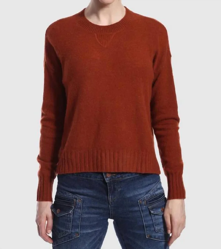 Stylish Women's Garments For Holidays Fresh Styles, Fresh Deals Cashmere Sport Crew Sweater In Spice