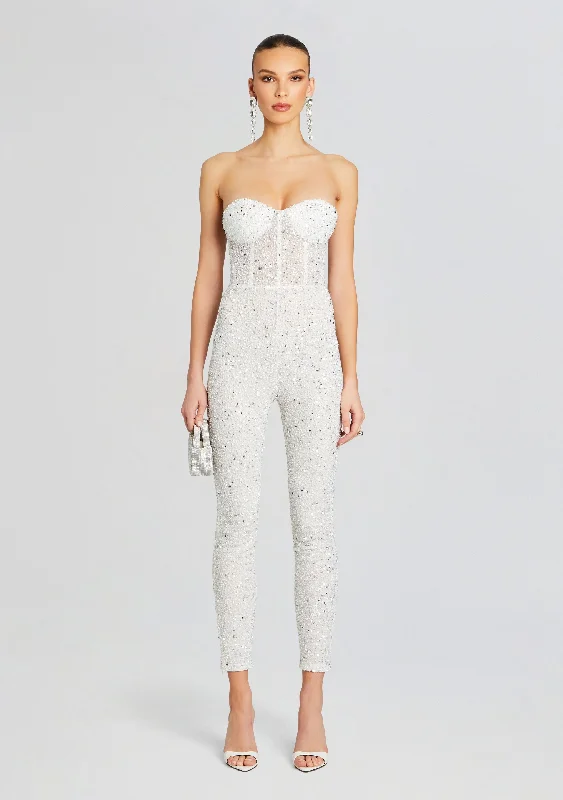 Women's Transitional Outfit Step Ahead, Lead The Trend Elodie Sequin Jumpsuit