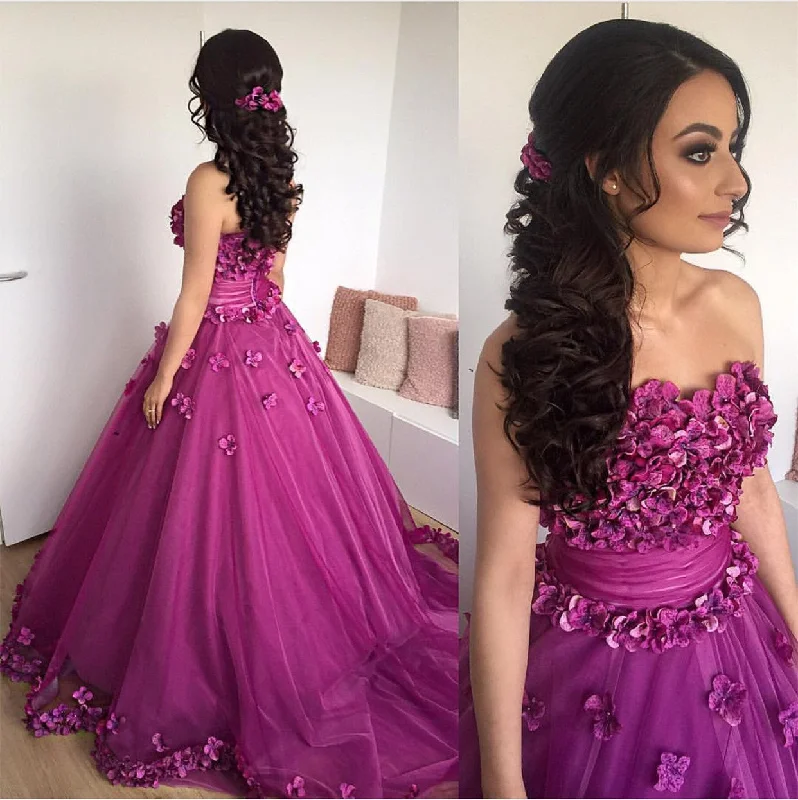 Women's Outfit Fashion-Forward WD3680 Chic handmade Flowers Ball Gown Engagement Dress for Reception Wedding Dress Formal Prom Gown 2018