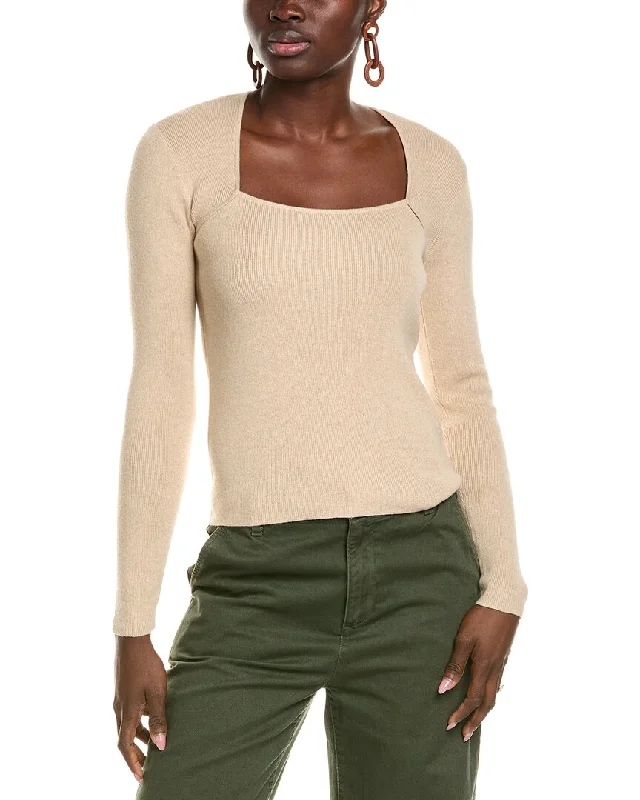 Modern Women's Apparel Best-Sellers 27 Miles Malibu womens  Square Neck Cashmere-Blend Pullover, xs, Brown