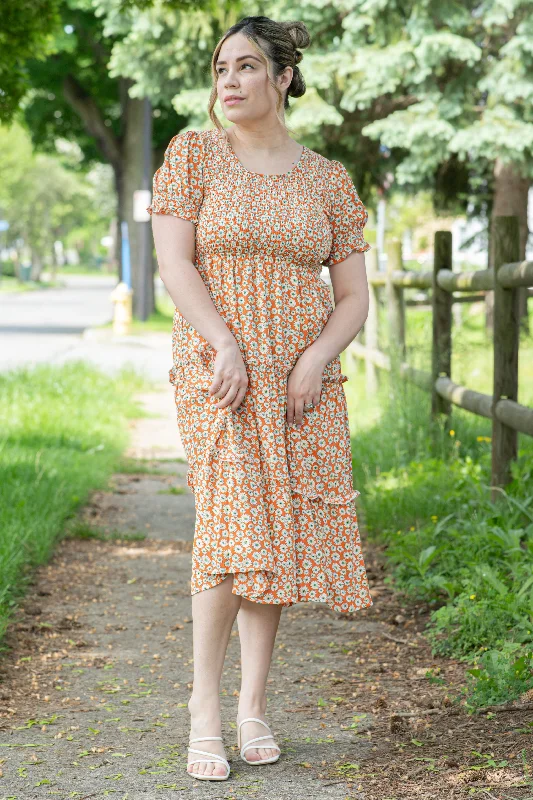 Women's Wedding Apparel Style Redefined The McCall in Orange Daisy (FINAL SALE)