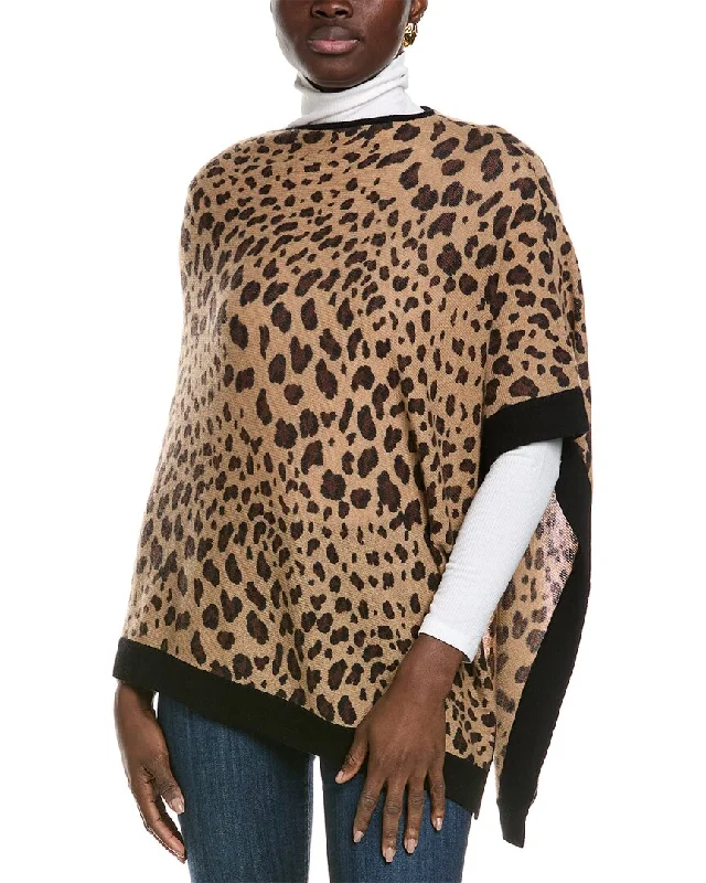 Women's Seasonal Apparel Trendy Women'S Wear Collection Forte Cashmere Animal Print Drape Cashmere Poncho