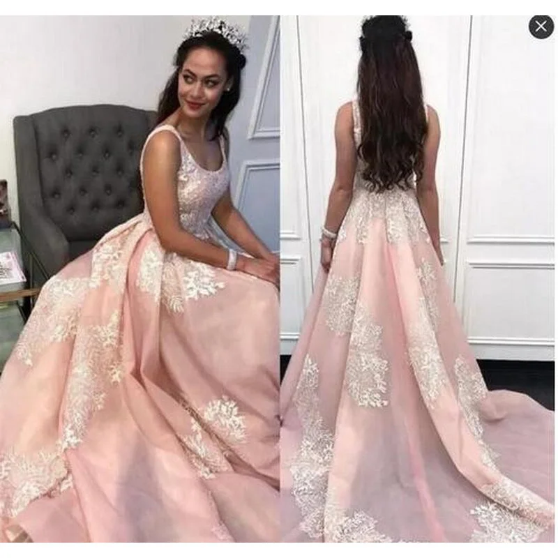 Stylish Women's Attire Luxury Casual Deals WD5874 Blush/Ivory  Wedding Dress A Line Engagement Dress ,Prom Formal Dresses Court Train