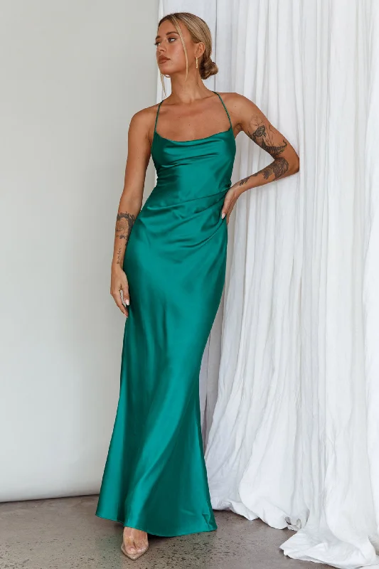 Casual Apparel For Women Urban Style Promotions Palma Low Back Strappy Maxi Dress Emerald