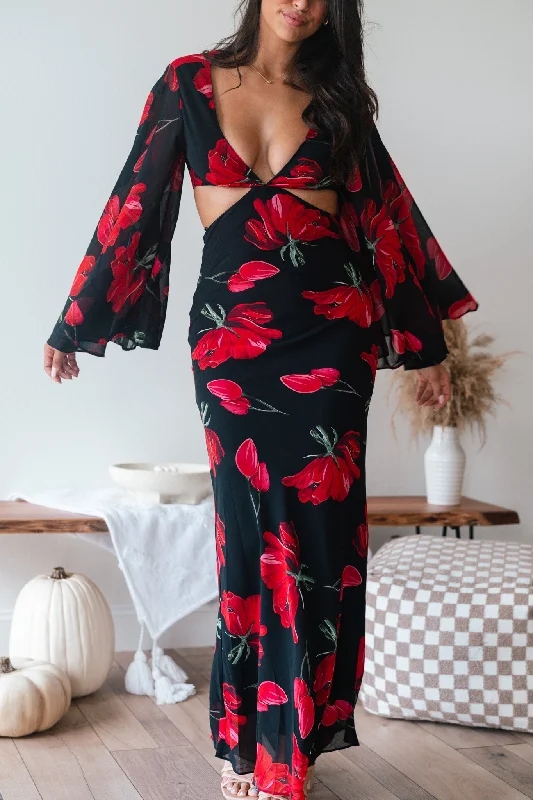 Casual Clothing For Women Playful Fashion Offers Floral Flutter Maxi Dress