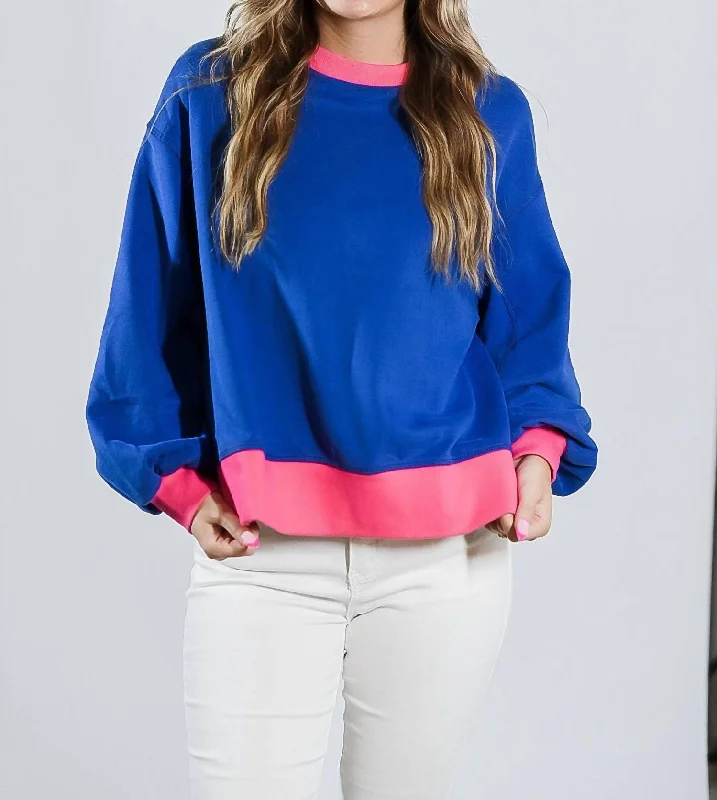 Women's Cozy Winter Attire New Styles Just In Forgiveness Top In Blue/pink