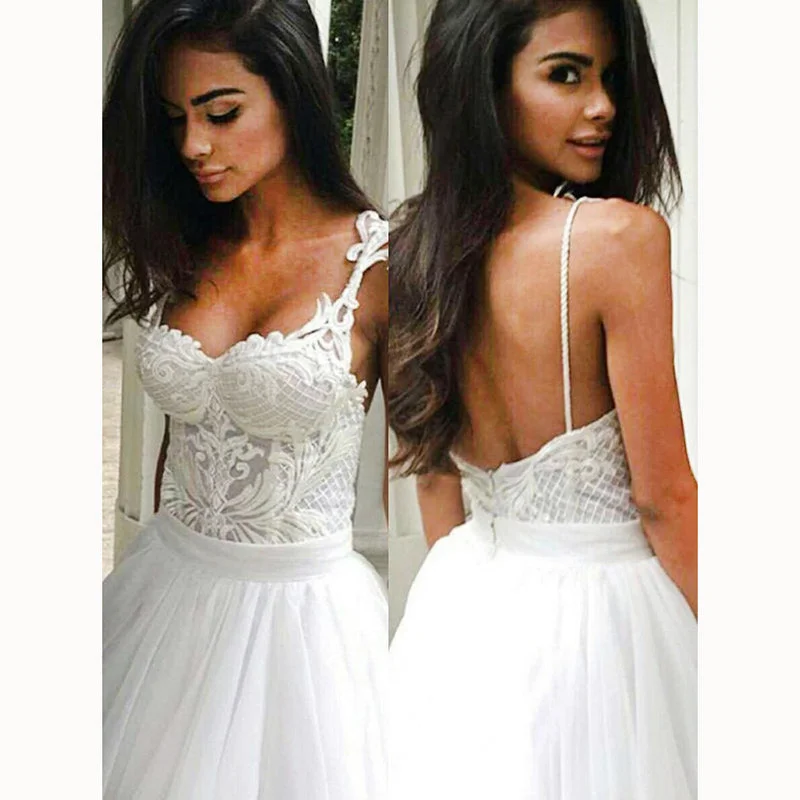 Women's Elegant Apparel Quick Grab Deals Sexy Backless Spaghetti Straps Ball Gown Wedding dresses White Bridal Gown 2018