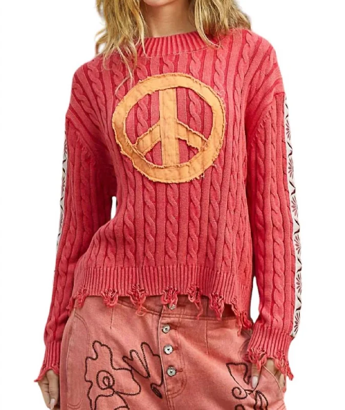 Vintage Clothing For Women Timeless Style Promotions Stitched Up Peace Sweater In Cherry