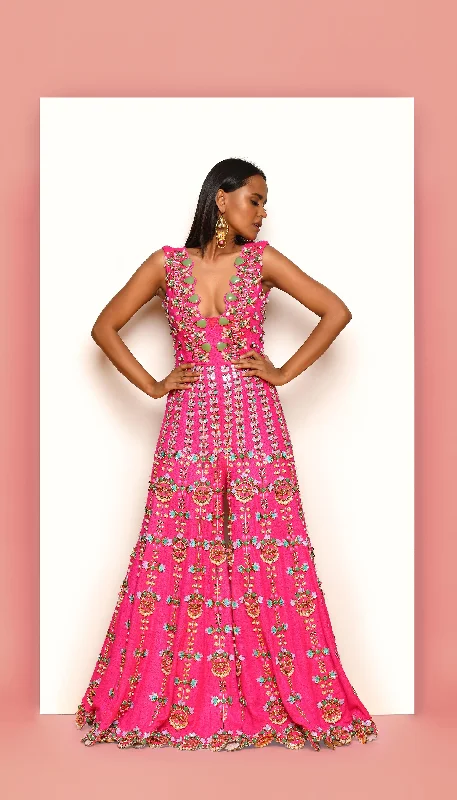 Women's Seasonal Clothing You'Ll Love Us Because FIERCELY FRENZY - HOT PINK EMBELLISHED JUMPSUIT