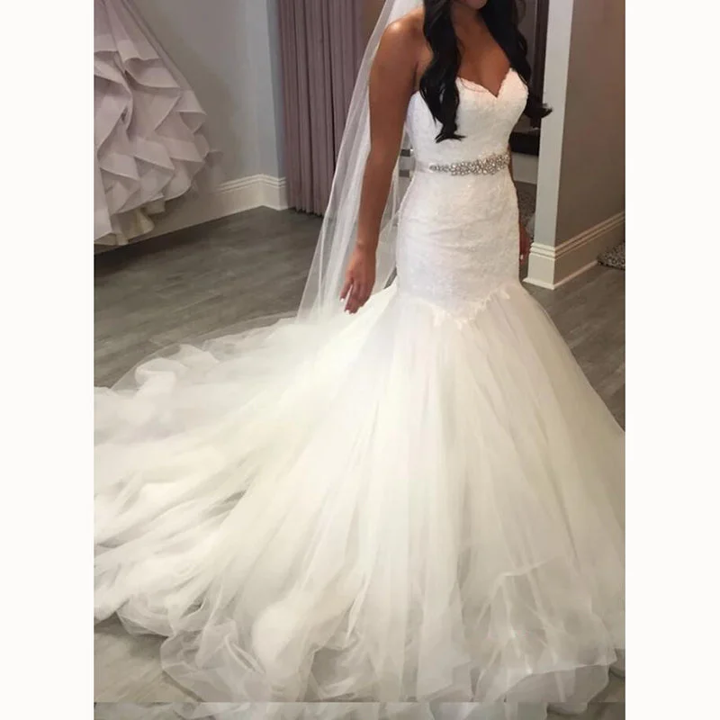 Women's Formal Event Clothing Chic Trends Unveiled WD5516 Classic Mermaid Wedding Dresses Sweetheart Bridal Gown Court Train 2018