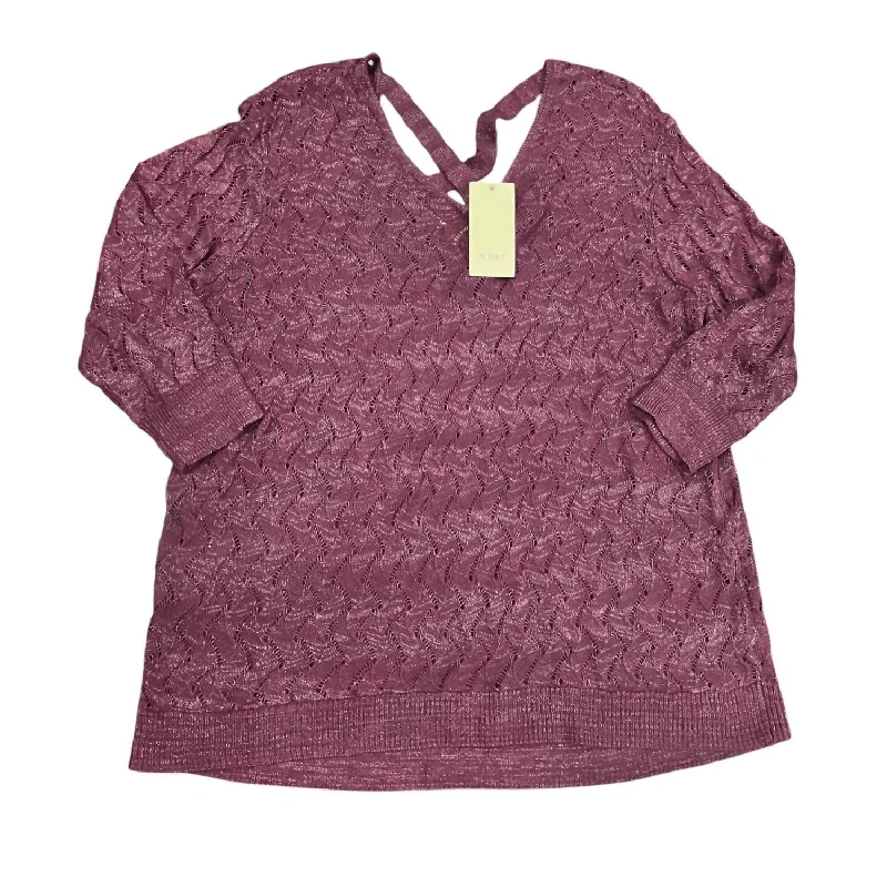 Women's Outerwear Garments Chic Style, Always In Vogue Women's Knit Textured V Neck Sweater In Purple Phlox