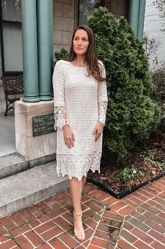 Women's Clothes For The Office Trendy Looks On Sale Lydia Crochet Dress in Ivory