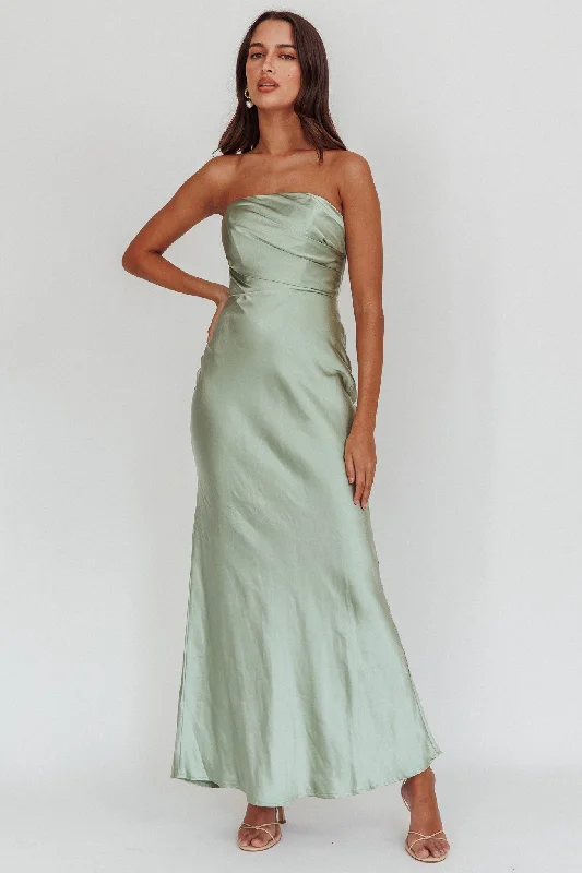 Elegant Women's Attire Chic Style, Always In Vogue City Of Stars Strapless Maxi Dress Pistachio