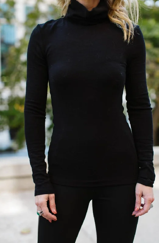 Women's Transitional Clothes Luxury Fashion Discounts Essential Turtleneck Sweater In Black