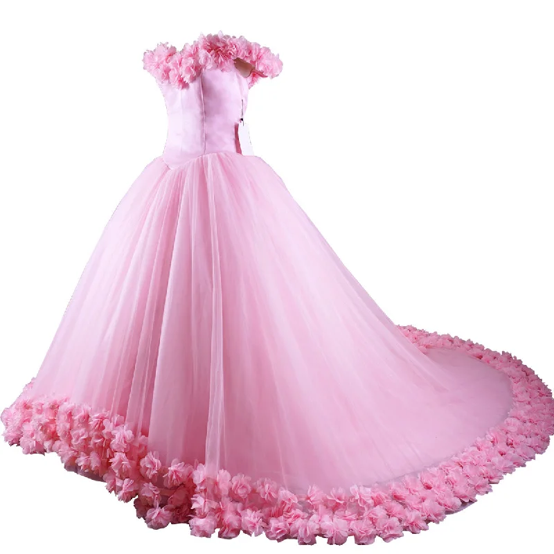 Women's Apparel Style Without Limits Siaoryne Wd0916 Pink Flowers Wedding Dress,Ball Gowns Bridal Dress Princess,Prom Dress,Quinceanera Dresses